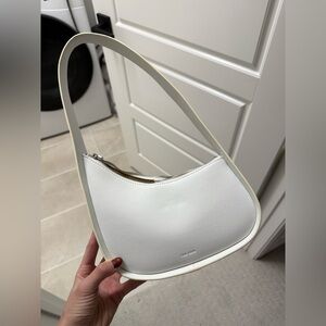 The Row half moon White Leather Shoulder Bag